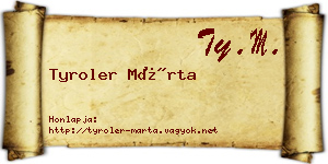 Tyroler Márta névjegykártya
